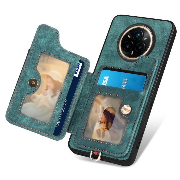 For Realme 14 Pro Retro Skin-feel Ring Multi-card Wallet Phone Case