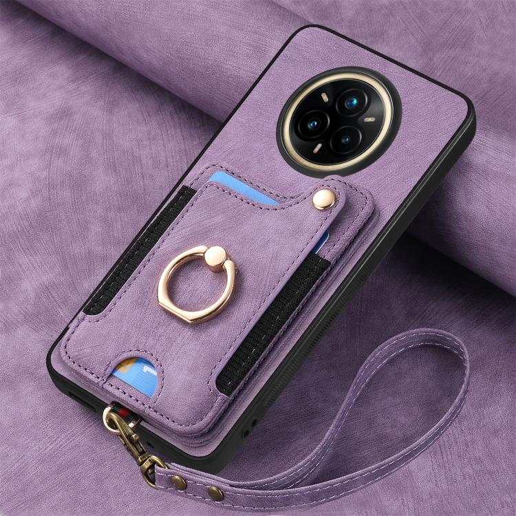 For Realme 14 Pro Retro Skin-feel Ring Multi-card Wallet Phone Case