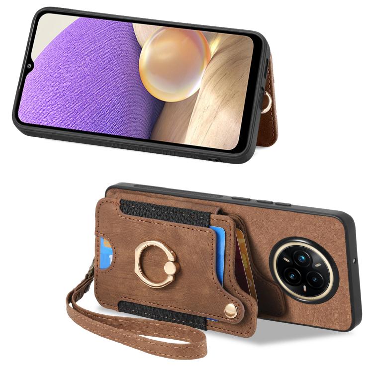 For Realme 14 Pro Retro Skin-feel Ring Multi-card Wallet Phone Case