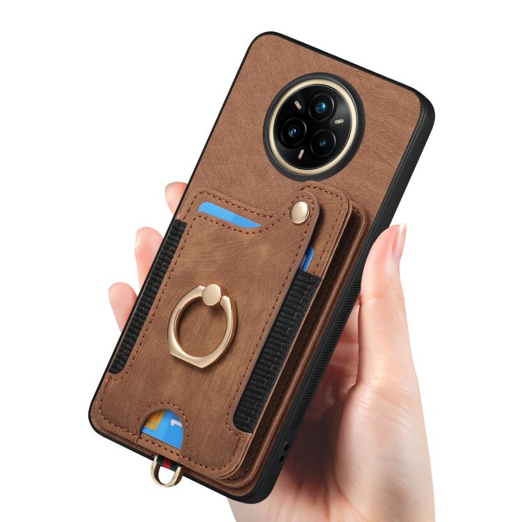 For Realme 14 Pro Retro Skin-feel Ring Multi-card Wallet Phone Case