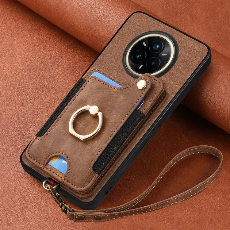 For Realme 14 Pro Retro Skin-feel Ring Multi-card Wallet Phone Case