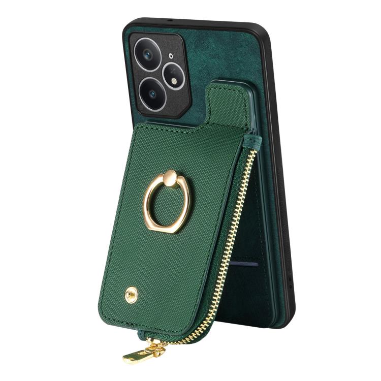 For Realme Neo7 Cross Leather Ring Vertical Zipper Wallet Back Phone Case