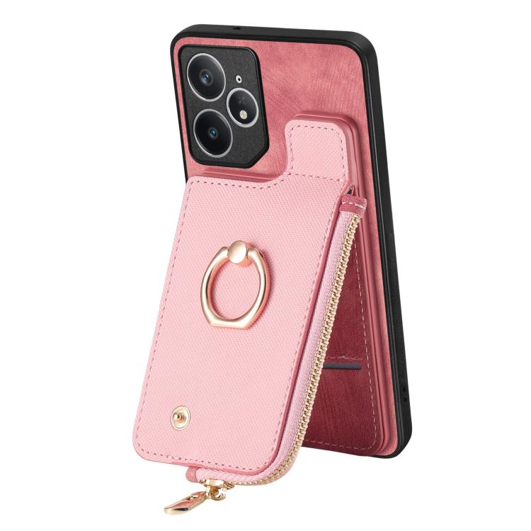 For Realme Neo7 Cross Leather Ring Vertical Zipper Wallet Back Phone Case