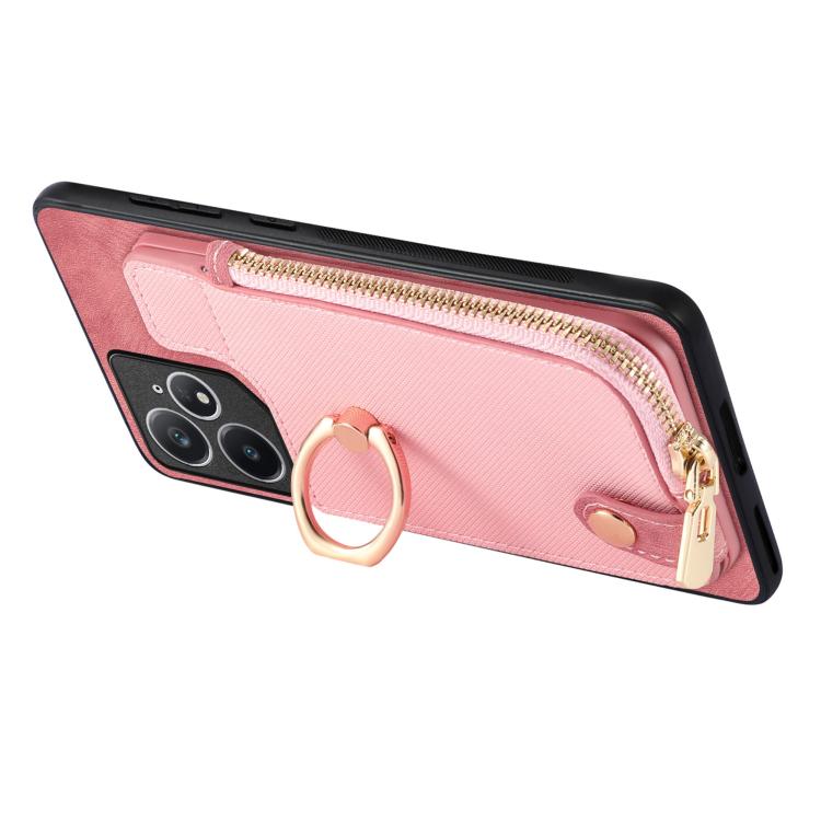For Realme Neo7 Cross Leather Ring Vertical Zipper Wallet Back Phone Case