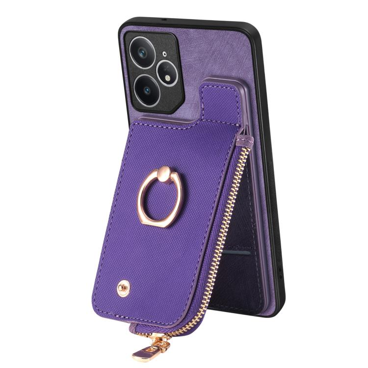 For Realme Neo7 Cross Leather Ring Vertical Zipper Wallet Back Phone Case