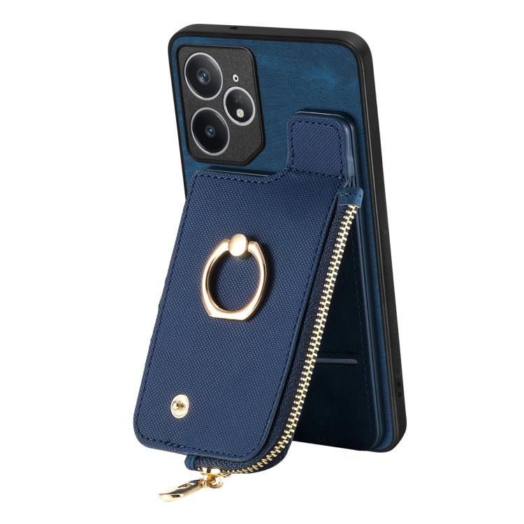 For Realme Neo7 Cross Leather Ring Vertical Zipper Wallet Back Phone Case