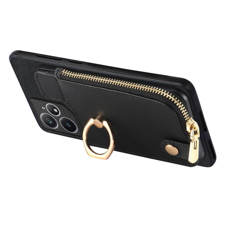 For Realme Neo7 Cross Leather Ring Vertical Zipper Wallet Back Phone Case
