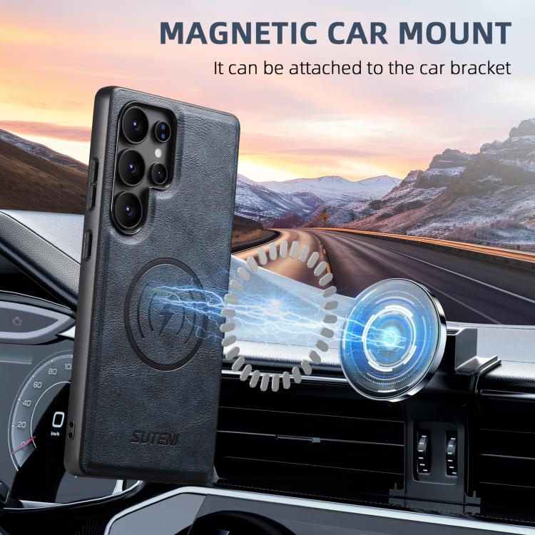 For Samsung Galaxy S24 Ultra 5G Suteni G5 Cowhide Leather Magnetic Phone Case