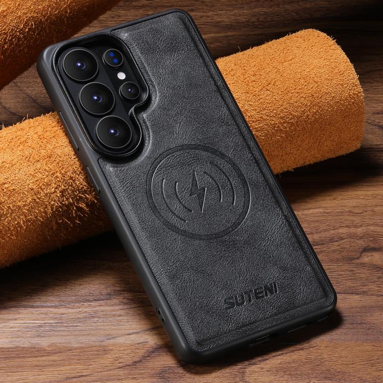 For Samsung Galaxy S26 Ultra 5G Suteni G5 Cowhide Leather Magnetic Phone Case