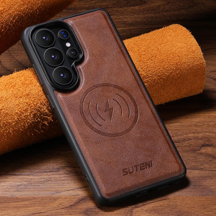 For Samsung Galaxy S26 Ultra 5G Suteni G5 Cowhide Leather Magnetic Phone Case