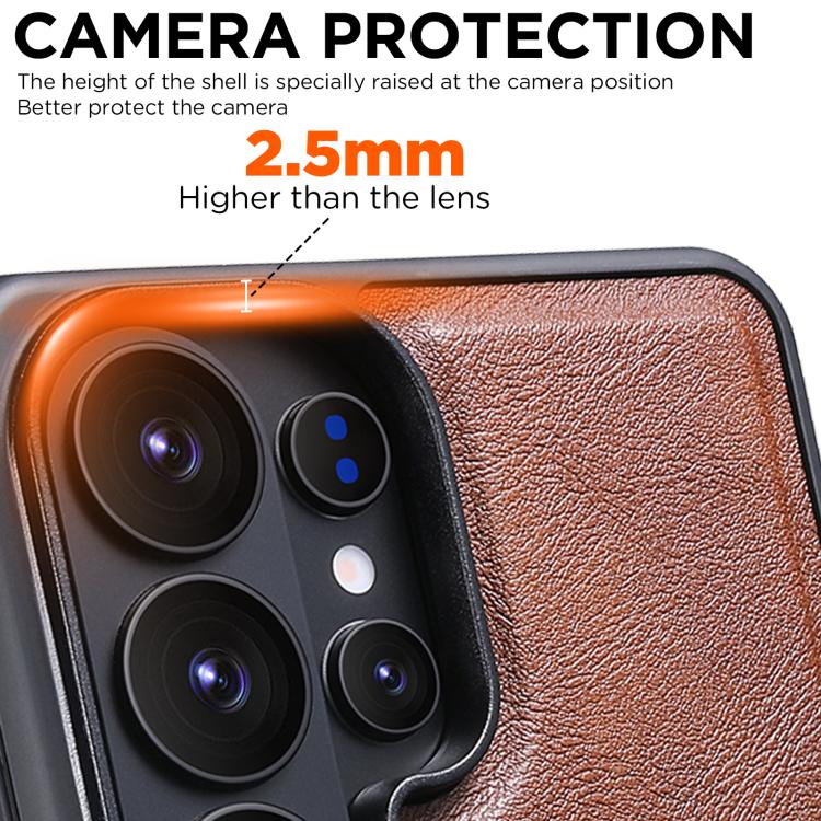 For Samsung Galaxy S26 Ultra 5G Suteni G5 Cowhide Leather Magnetic Phone Case