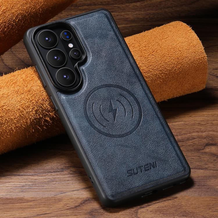 For Samsung Galaxy S26 Ultra 5G Suteni G5 Cowhide Leather Magnetic Phone Case
