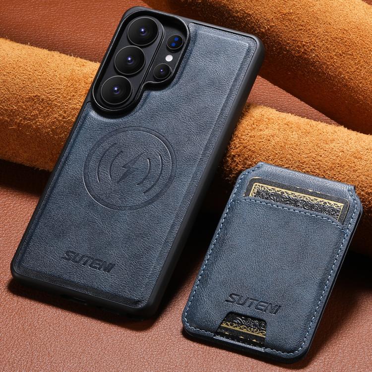For Samsung Galaxy S26 Ultra 5G Suteni M5 Magnetic Card Bag MagSafe Cowhide Texture Leather Phone Case