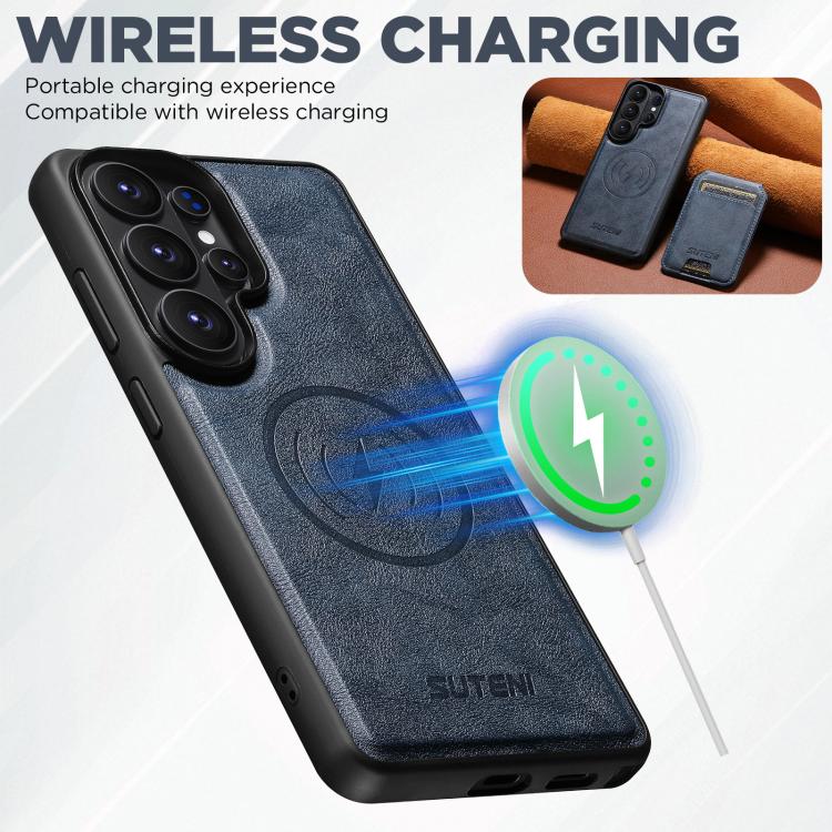 For Samsung Galaxy S26 Ultra 5G Suteni M5 Magnetic Card Bag MagSafe Cowhide Texture Leather Phone Case