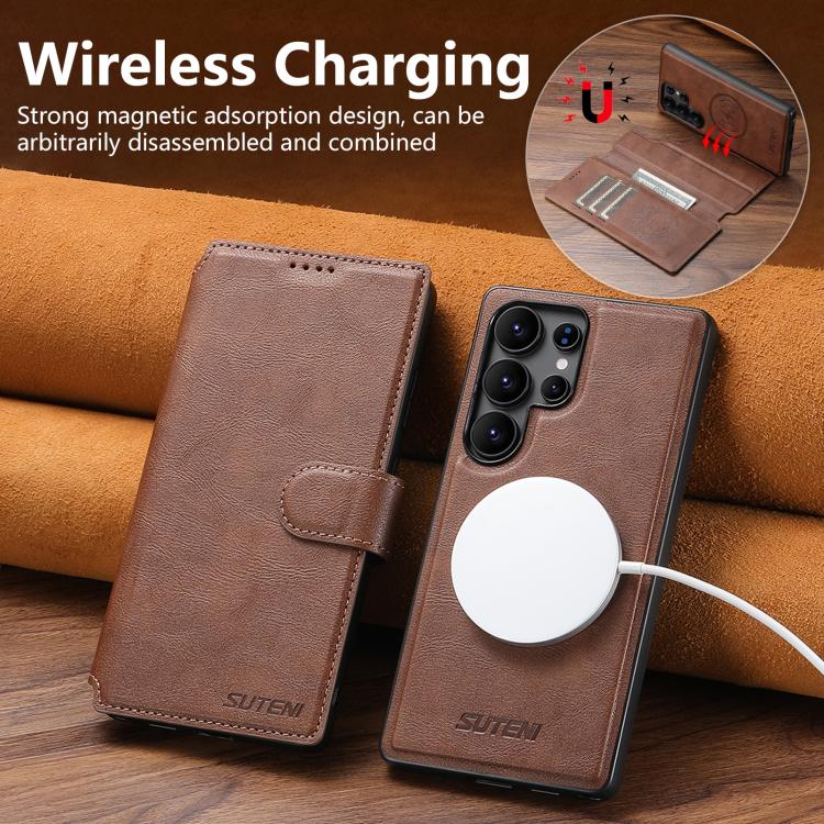 For Samsung Galaxy S24 Ultra 5G Suteni Q05 2-in-1 Multi-function Detachable Wallet MagSafe Phone Case