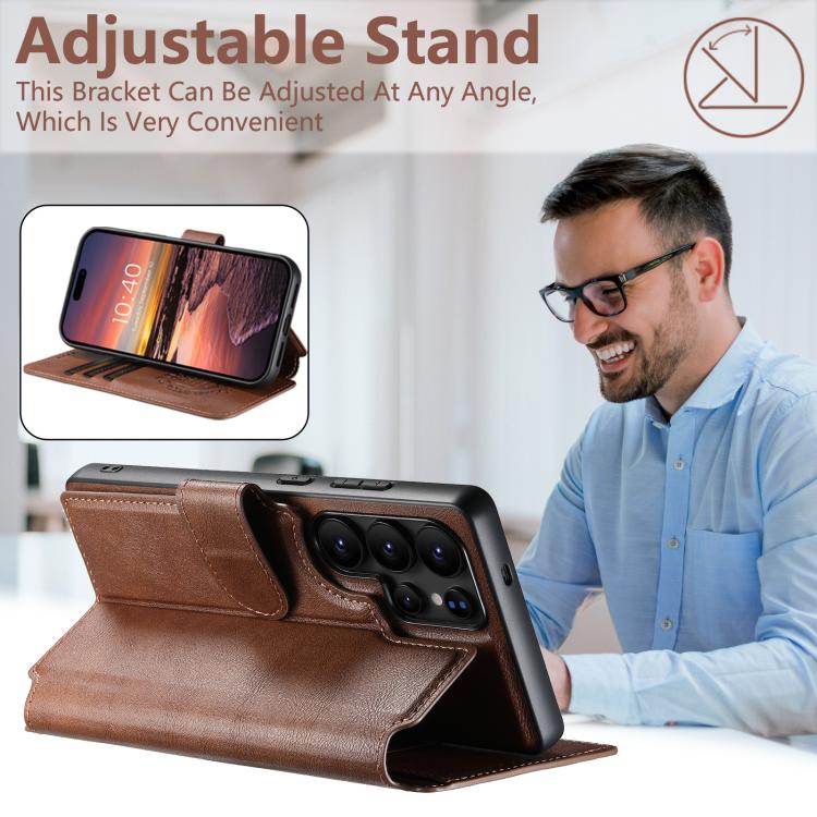 For Samsung Galaxy S23 Ultra 5G Suteni Q05 2-in-1 Multi-function Detachable Wallet MagSafe Phone Case
