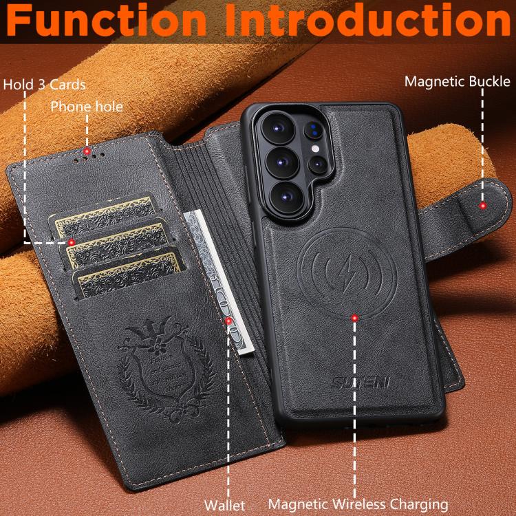 For Samsung Galaxy S26 Ultra 5G Suteni Q05 2-in-1 Multi-function Detachable Wallet MagSafe Phone Case