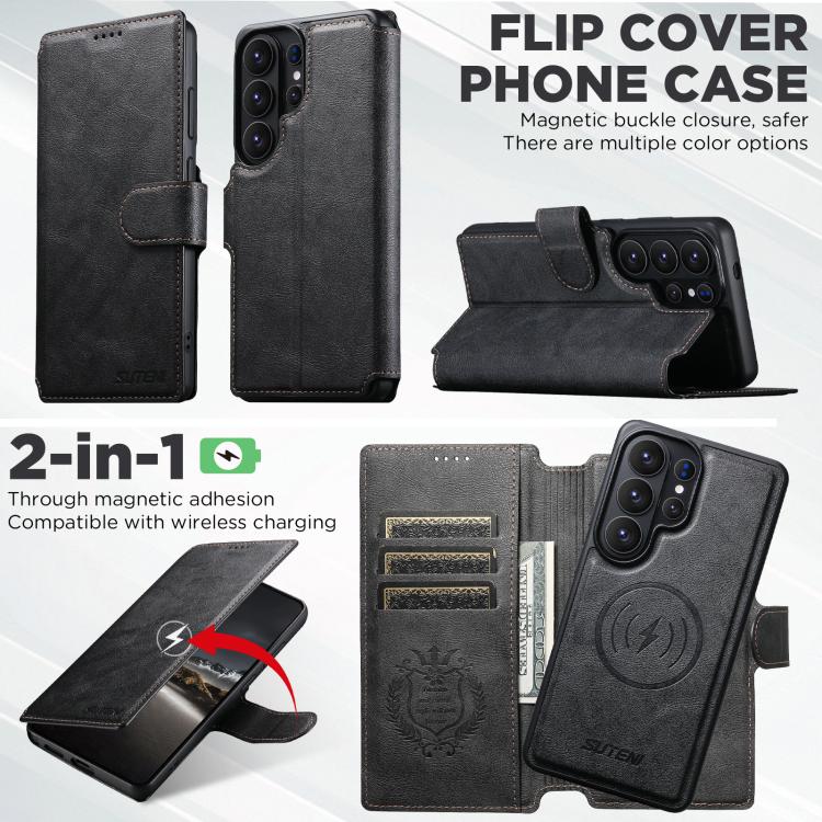 For Samsung Galaxy S26 Ultra 5G Suteni Q05 2-in-1 Multi-function Detachable Wallet MagSafe Phone Case