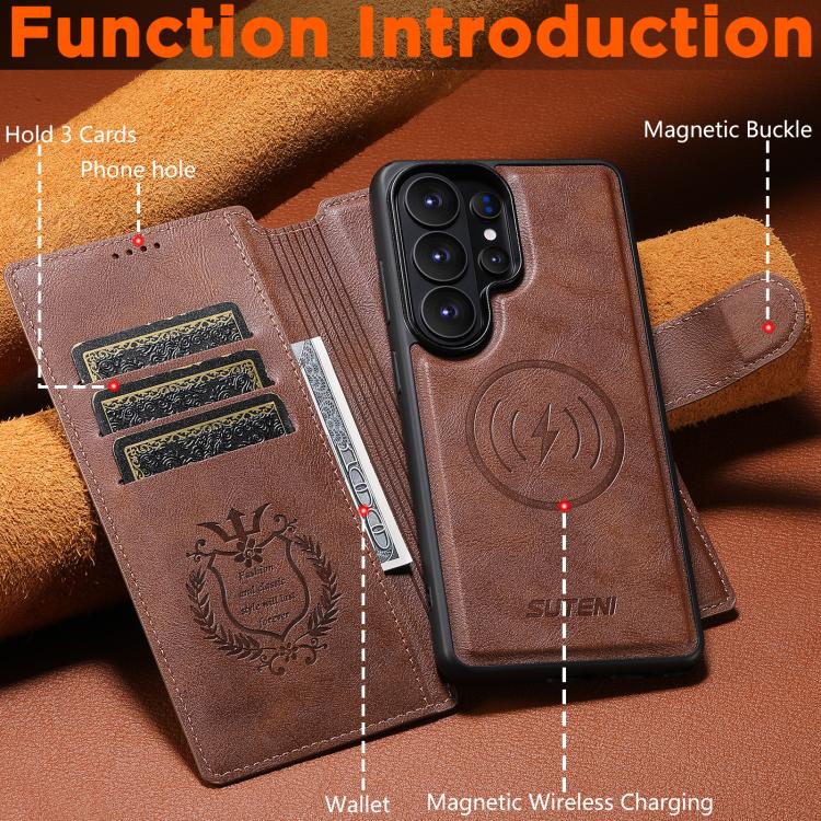 For Samsung Galaxy S26 Ultra 5G Suteni Q05 2-in-1 Multi-function Detachable Wallet MagSafe Phone Case