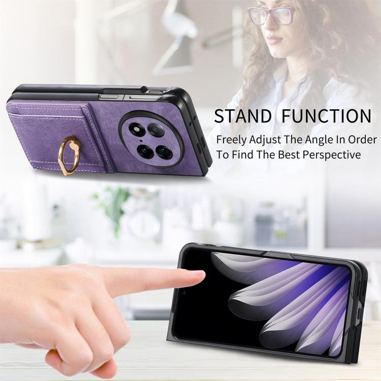 For OPPO Find N5 Retro Skin-feel Ring Card Bag Phone Case