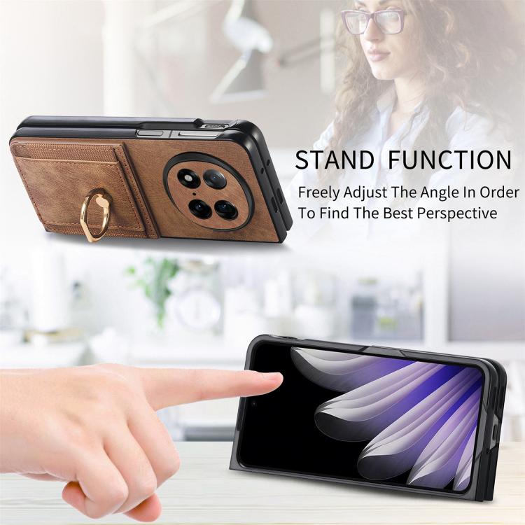For OPPO Find N5 Retro Skin-feel Ring Card Bag Phone Case