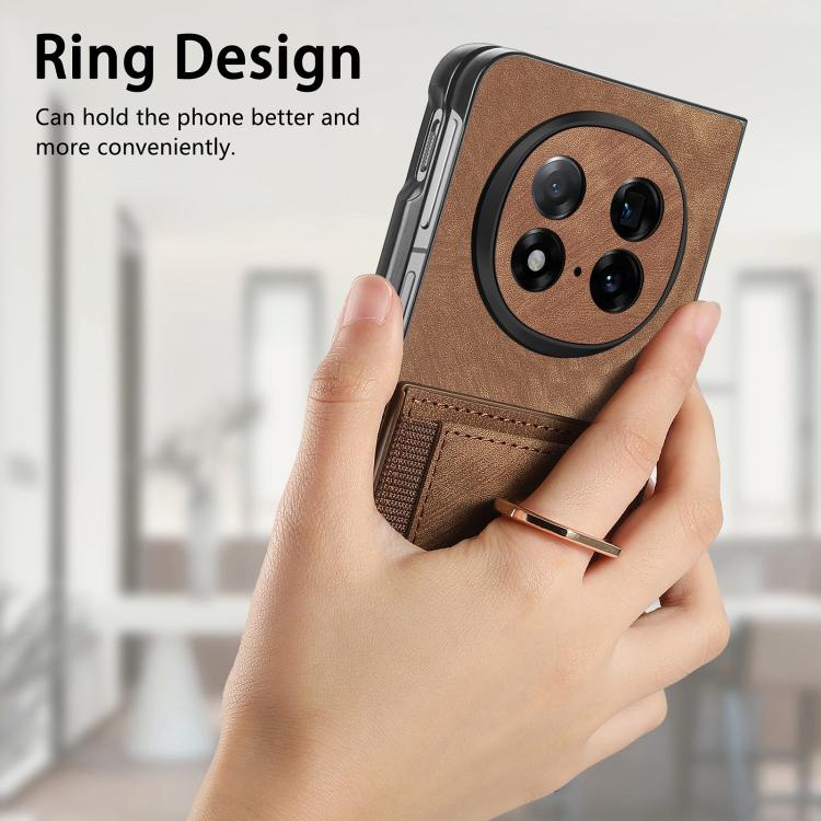 For OPPO Find N5 Retro Skin-feel Ring Card Bag Phone Case