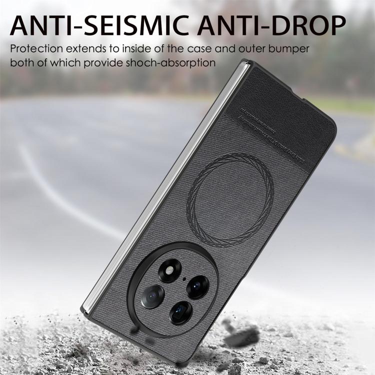 For OPPO Find N5 Twill Fabric Leather Skin Magnetic Back Phone Case
