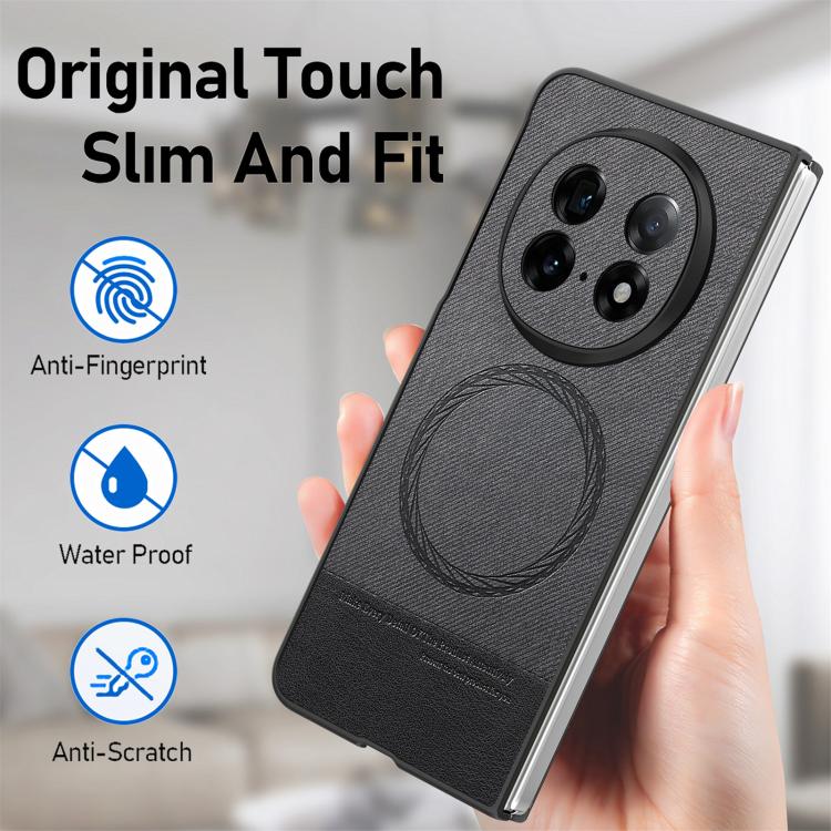 For OPPO Find N5 Twill Fabric Leather Skin Magnetic Back Phone Case