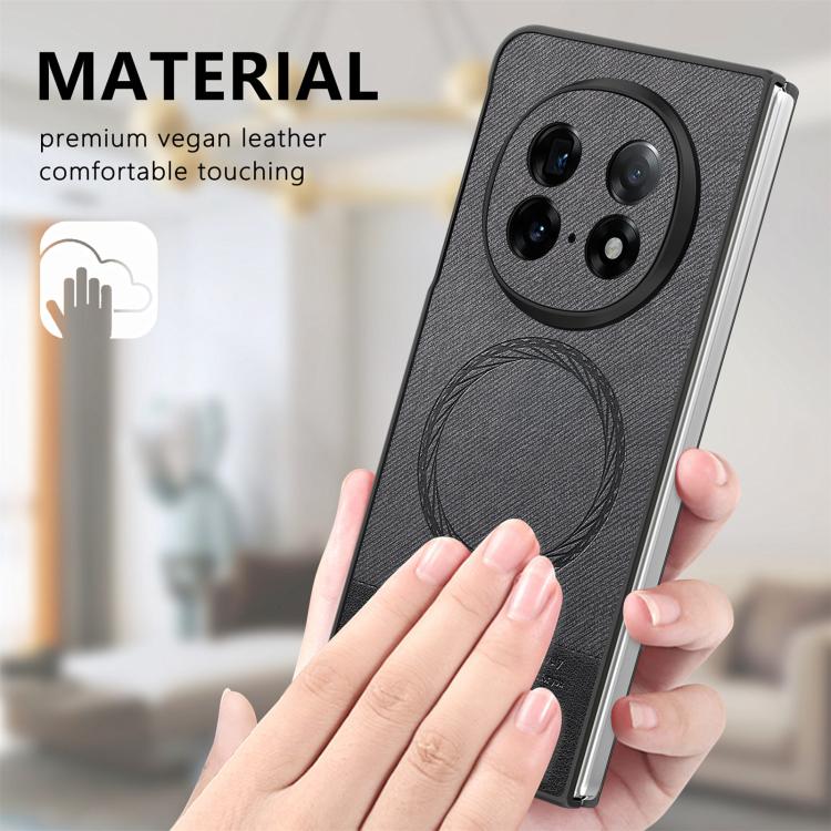 For OPPO Find N5 Twill Fabric Leather Skin Magnetic Back Phone Case