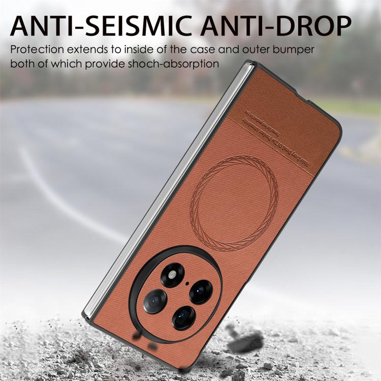 For OPPO Find N5 Twill Fabric Leather Skin Magnetic Back Phone Case