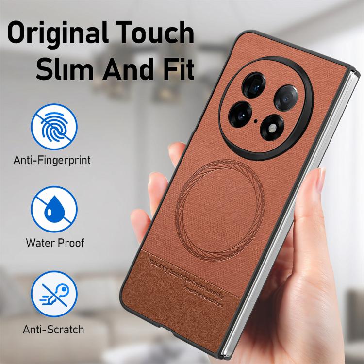 For OPPO Find N5 Twill Fabric Leather Skin Magnetic Back Phone Case
