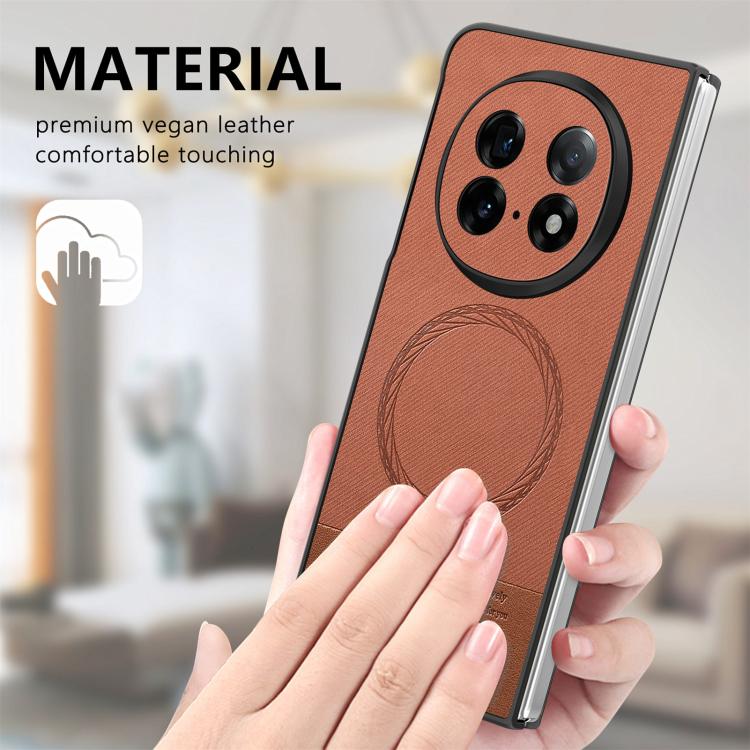 For OPPO Find N5 Twill Fabric Leather Skin Magnetic Back Phone Case