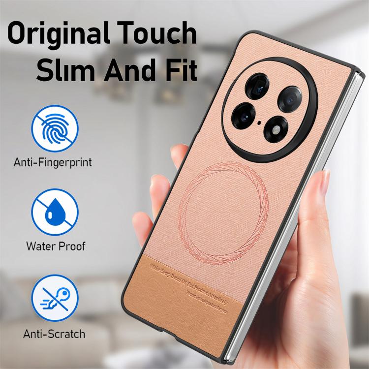 For OPPO Find N5 Twill Fabric Leather Skin Magnetic Back Phone Case