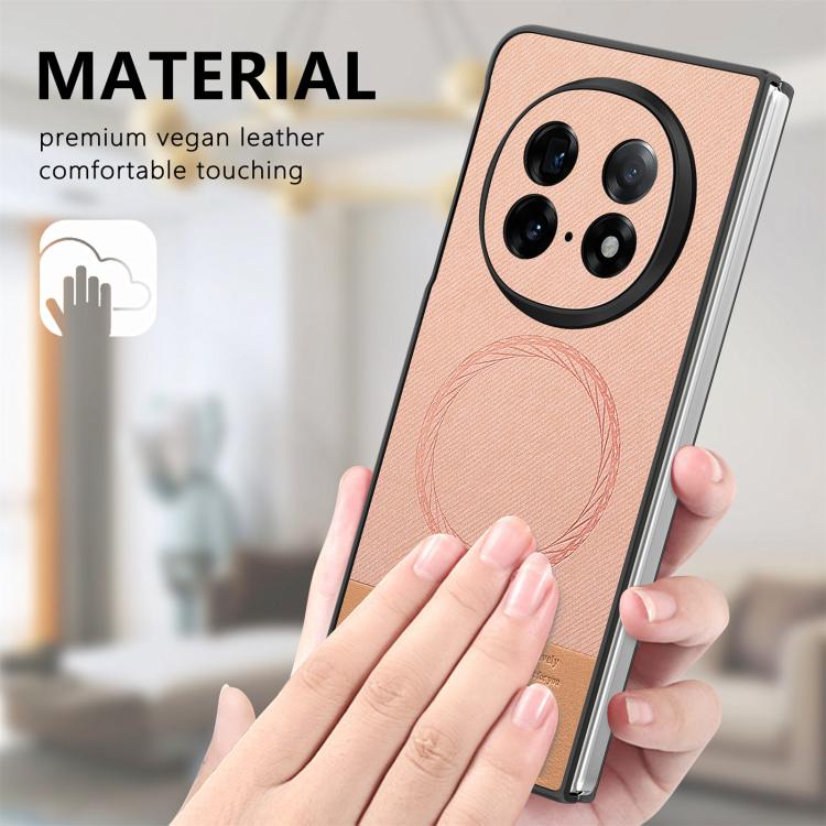 For OPPO Find N5 Twill Fabric Leather Skin Magnetic Back Phone Case