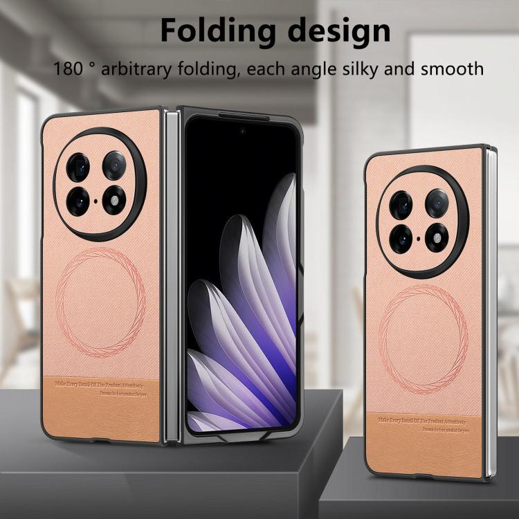 For OPPO Find N5 Twill Fabric Leather Skin Magnetic Back Phone Case