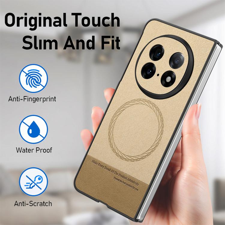 For OPPO Find N5 Twill Fabric Leather Skin Magnetic Back Phone Case