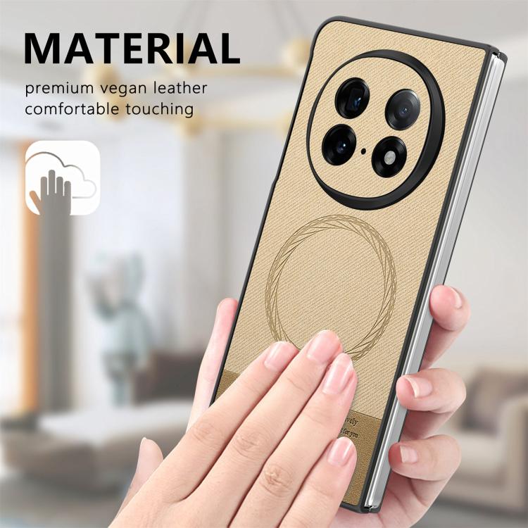 For OPPO Find N5 Twill Fabric Leather Skin Magnetic Back Phone Case