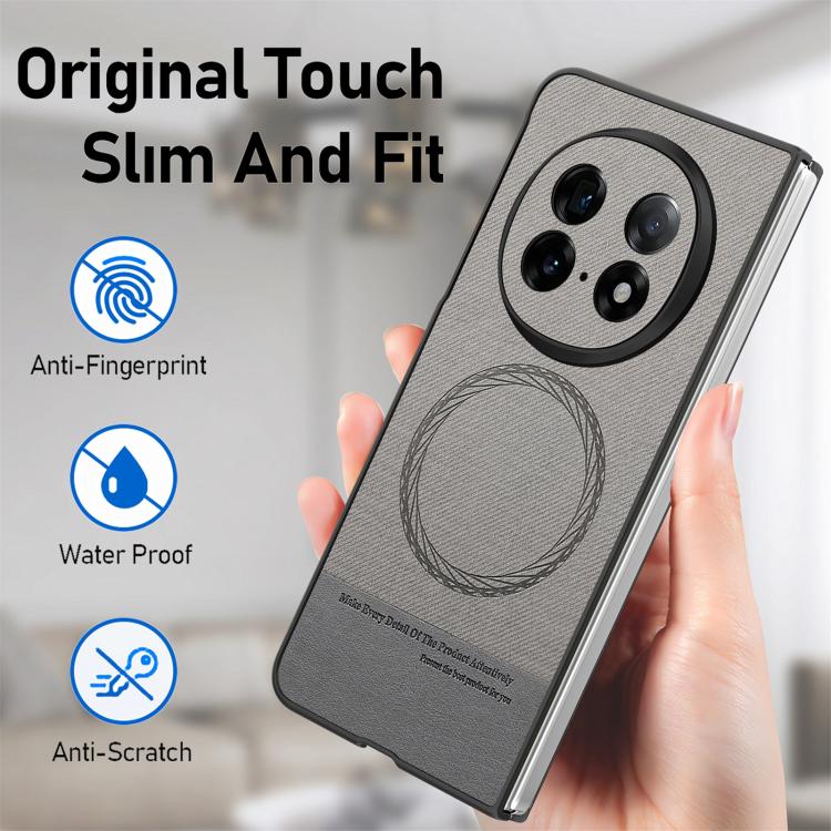 For OPPO Find N5 Twill Fabric Leather Skin Magnetic Back Phone Case