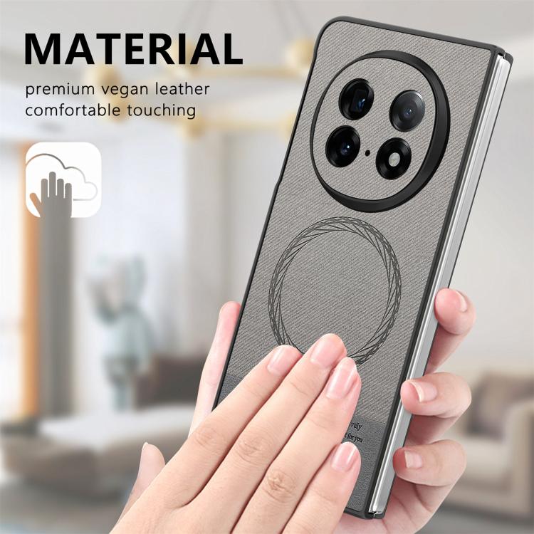 For OPPO Find N5 Twill Fabric Leather Skin Magnetic Back Phone Case