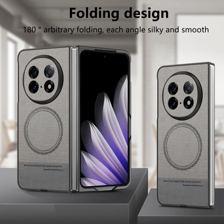 For OPPO Find N5 Twill Fabric Leather Skin Magnetic Back Phone Case