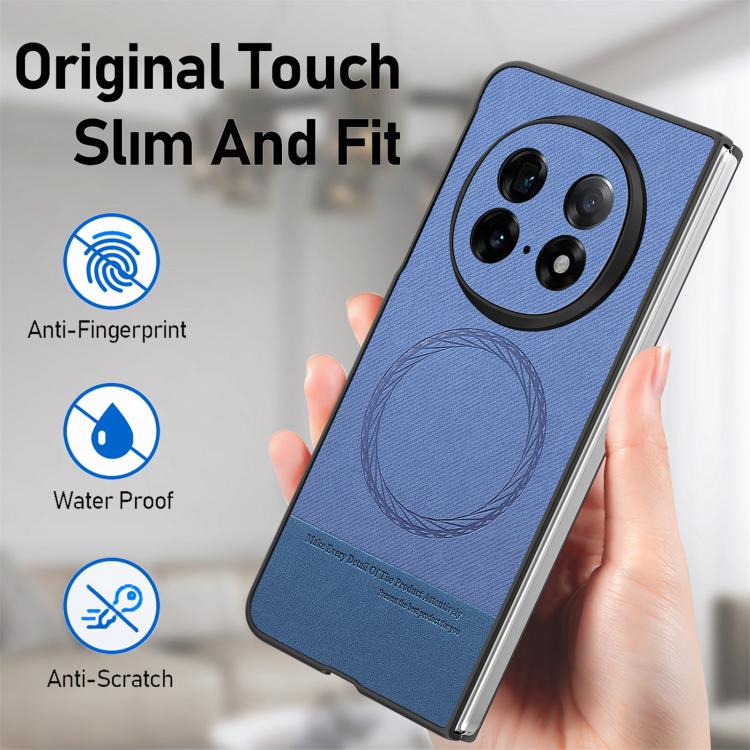 For OPPO Find N5 Twill Fabric Leather Skin Magnetic Back Phone Case