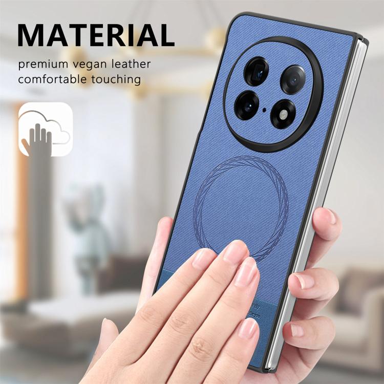 For OPPO Find N5 Twill Fabric Leather Skin Magnetic Back Phone Case
