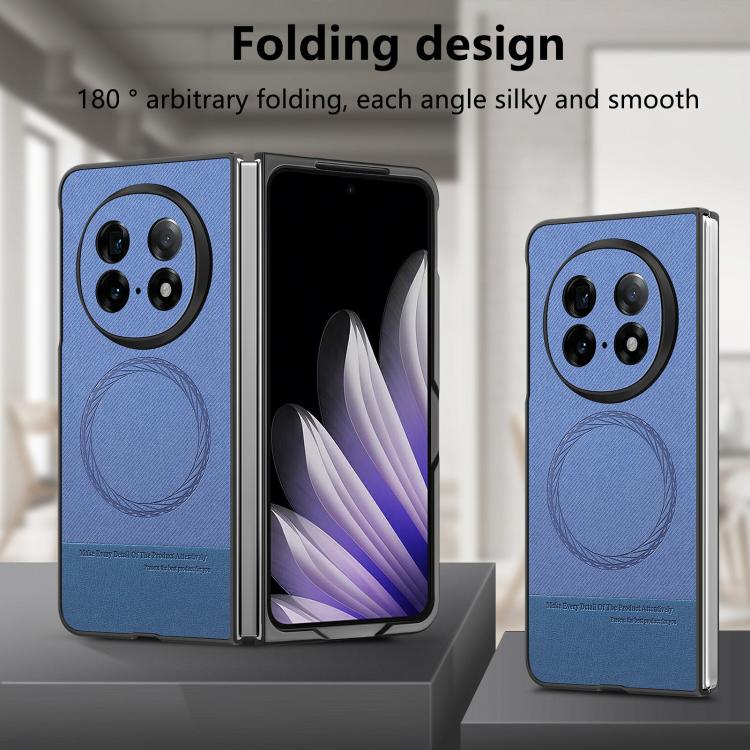 For OPPO Find N5 Twill Fabric Leather Skin Magnetic Back Phone Case