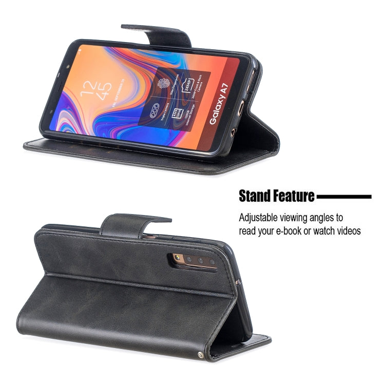 Retro Lambskin Texture Pure Color Horizontal Flip PU Leather Case for Galaxy A7 2018&A750, with Holder & Card Slots & Wallet & Lanyard