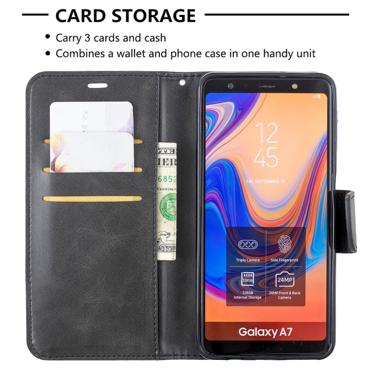 Retro Lambskin Texture Pure Color Horizontal Flip PU Leather Case for Galaxy A7 2018&A750, with Holder & Card Slots & Wallet & Lanyard