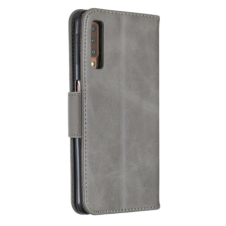 Retro Lambskin Texture Pure Color Horizontal Flip PU Leather Case for Galaxy A7 2018&A750, with Holder & Card Slots & Wallet & Lanyard