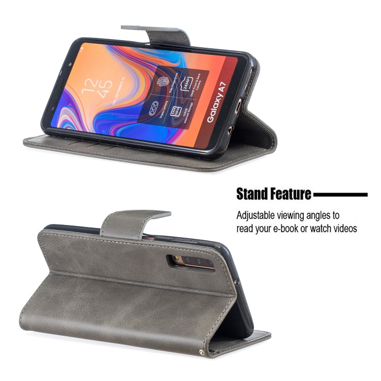 Retro Lambskin Texture Pure Color Horizontal Flip PU Leather Case for Galaxy A7 2018&A750, with Holder & Card Slots & Wallet & Lanyard