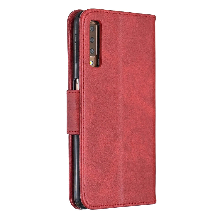 Retro Lambskin Texture Pure Color Horizontal Flip PU Leather Case for Galaxy A7 2018&A750, with Holder & Card Slots & Wallet & Lanyard