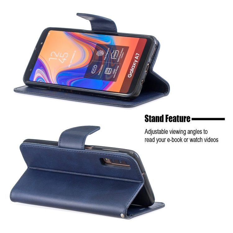 Retro Lambskin Texture Pure Color Horizontal Flip PU Leather Case for Galaxy A7 2018&A750, with Holder & Card Slots & Wallet & Lanyard