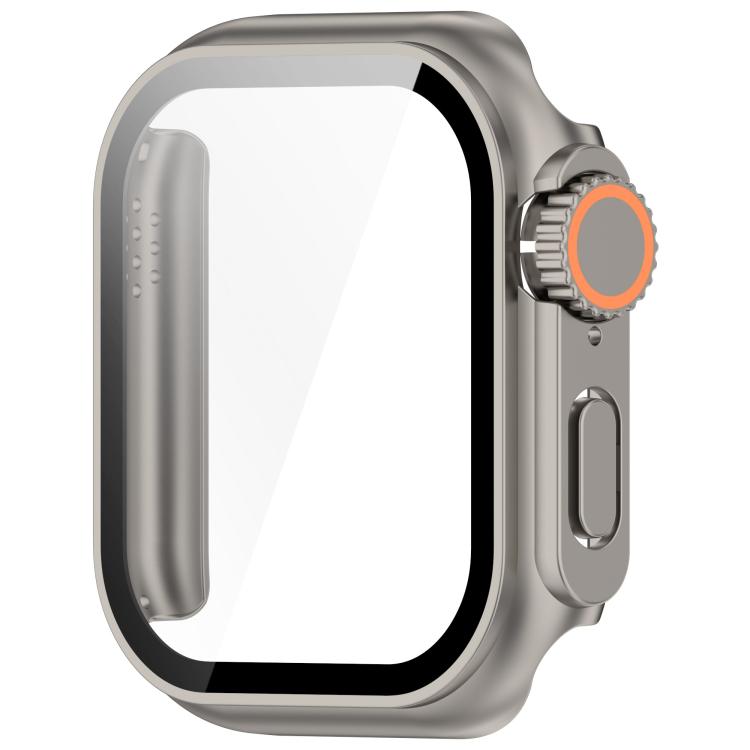 For Apple Watch Series 11 / 10 42mm Change to Ultra 49mm Tempered Film Integrated PC Button Watch Case